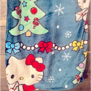NEW Hello Kitty Blue Christmas Plush Blanket!